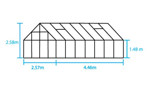 Halls Magnum 11,5 m² turvalasilla, musta -kasvihuonepaketti