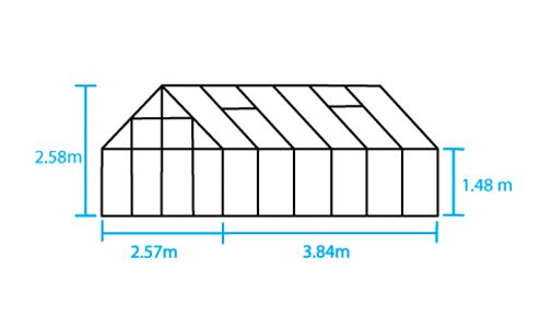 Halls Magnum 9,9 m² säkerhetsglas, svart -växthuspaket med tillbehör till specialpris