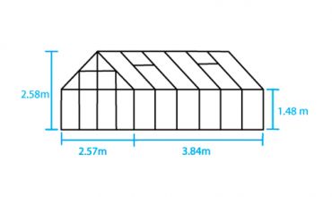 Växthus Halls Magnum 9,9 m² säkerhetsglas, svart färg