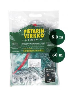 Kalaverkko 65mm 5,0m lanka IronSilk pituus 60m, Pietarin kaksoispaula