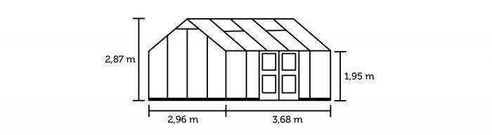 Kasvihuone Juliana Jubile 10,9 m² turvalasilla, musta